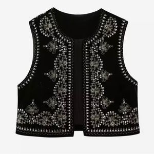 COPY - Black velvet sequin vest